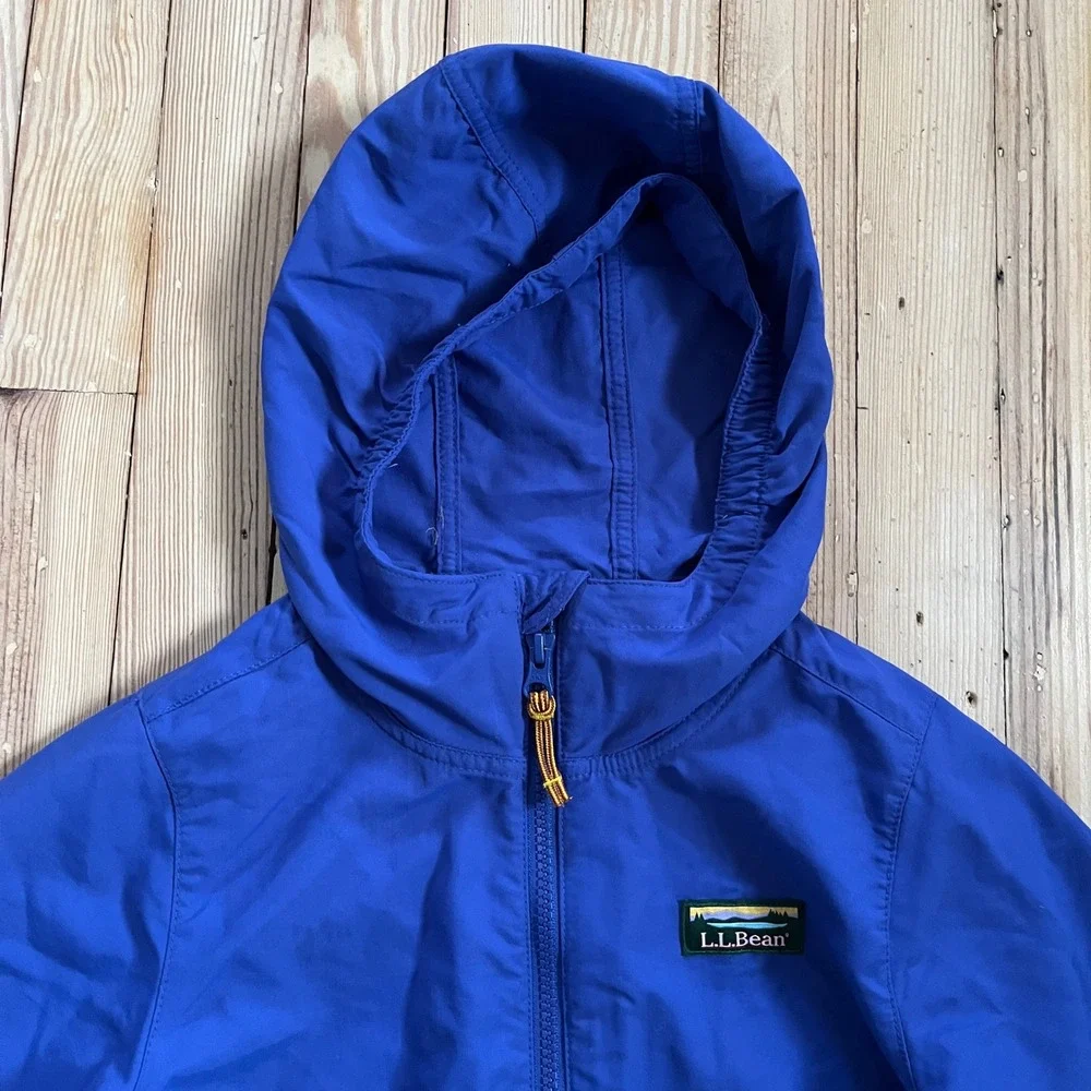 L.L. Bean Kids Royal Blue Hooded Lightweight Windbreaker Jacket Size Small‎ 8